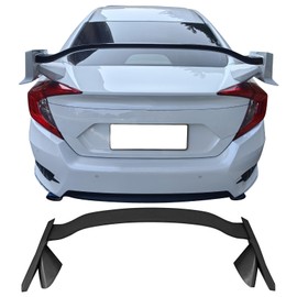 IKON MOTORSPORTS Trunk Spoiler Compatible with 2016-2021 Honda Civic 4Dr Sedan, Factory TR Unpainted ABS Rear Spoiler Wing Deck Lid