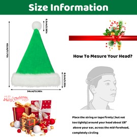 GlyinnHe Santa Hat, Green Christmas Hat Velvet Xmas Hoilday Day for Adults Christmas New Year Party Supply