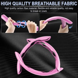 Amiss 3pcs Carbon Fiber Anti-Skid Steering Wheel Cover, Waterproof & Segmented Butterfly Design, Universal 99% Vehicle Wheel Cover Protector, Car Interior Accessories, Pink