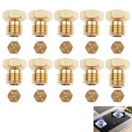 10 PCS Universal Gas Nozzle Injectors For LPG Propane Burner | Sizes - Thread M6 x 0.75 | 0.5-0.65-(2 x 0.7)-0.80-(2 x 0.87)-0.90-0.95-1.02