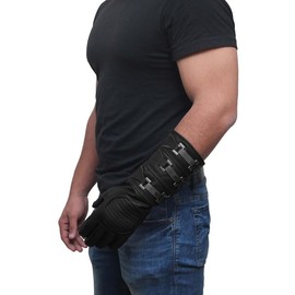 URBAN BUCK Mens Real Leather Gauntlet Cosplay Long Black Left Hand Costume Adult Glove (XXL)