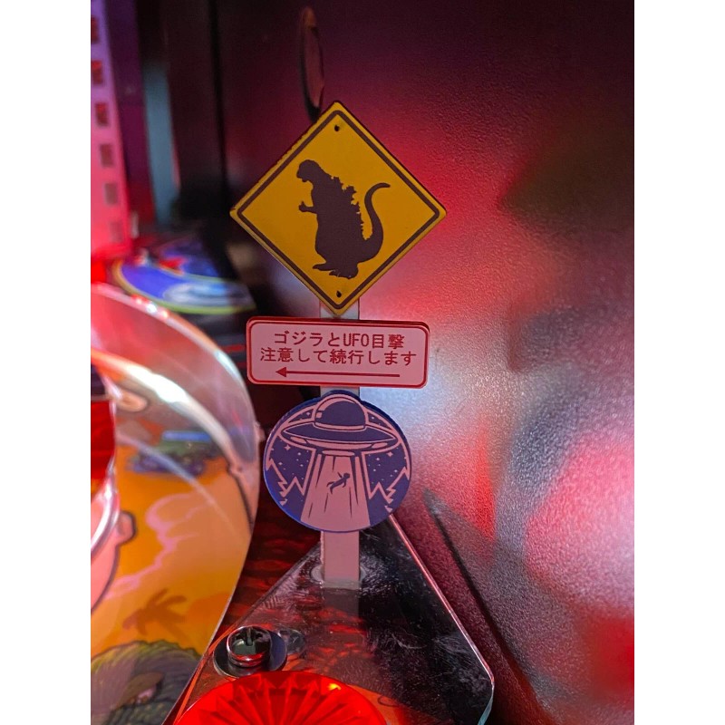 ULEKstore Godzilla and UFO Sightings - Proceed with Caution Sign