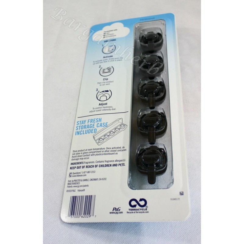 Febreze Car Vent Clips Air Freshener "Assorted" 5-Pack Bonus Case