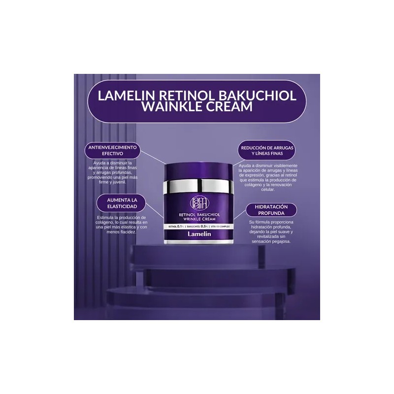Crema Lamelin Facial Coreana con Retinol y Bakuchiol para Líneas