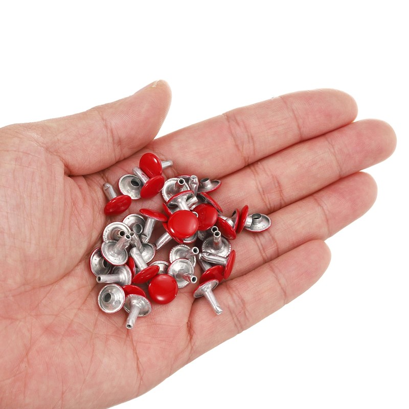 sourcing map 100 Sets Double Cap Leather Rivets, 10x10mm Round