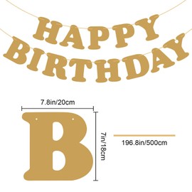 Gold Happy Birthday Banner Birthday Party Decorations Birthday Sign Birthday Backdrop Party Supplies Happy Birthday Bunting Banner for Kids Adults