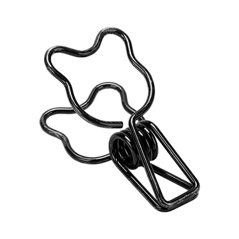 100Pcs Binder Clips Cute Bear Hollow Strong Clamping Force Metal