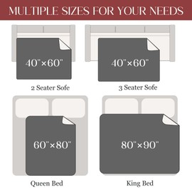 Tisancy Love Black Waterproof Bed Blanket Throw Size 55'' x 78'' Lightweight Reusable & Stainproof Waterproof Mat Quiet & Easy to Use Mattress Protector with Storage Bag