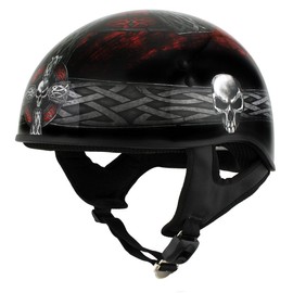 Milwaukee Leather Hot Leathers HLD1008 Black 'Celtic Cross' Motorcycle DOT Approved Skull Cap Half Helmet for Men and Women Biker - Small