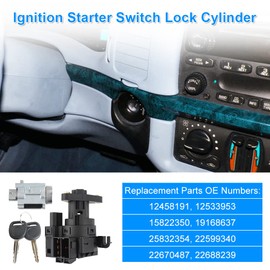 WMPHE Ignition Switch Lock Cylinder with 2 Keys Compatible with 2000-2005 Chevy Impala Chevy Monte,1997-2003 Chevy Malibu,2004-2005 Chevy Classic,Replace OE 12458191,22599340