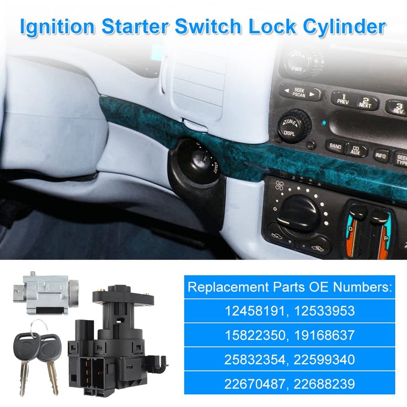 WMPHE Ignition Switch Lock Cylinder with 2 Keys Compatible with