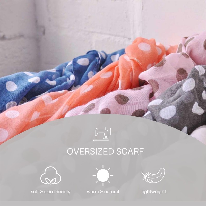 Basic Sense 10mm Polka Dot, Large Viscose Scarf, Black/White Dot