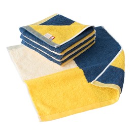 Bloom Imabari Towel Certified Hand Towel Set of 4 Cocktail Towels Made in Japan (Lemon Blue)
