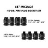CASOMAN 8PCS 1/2-Inch Drive Pipe Plug Socket Set, Cr-Mo, SAE,