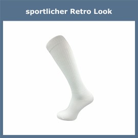 GAWILO Men's Retro Knee Socks (2 Pairs) | 78% Cotton | Knee-Length Socks in Sporty Look with Comfort Waistband | No Slip (47-50, White), White