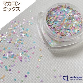 Archtypes Heart Holo Nail Hologram Heart Holo 0.04 inch (1 mm) Nail Parts (Macaron Mix)