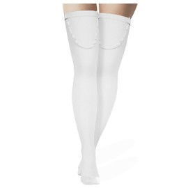 Truform Surgical Stockings, 18 mmHg Compression for Men and Women, Thigh High Length, Closed Toe, White, Large (8810WH-L)