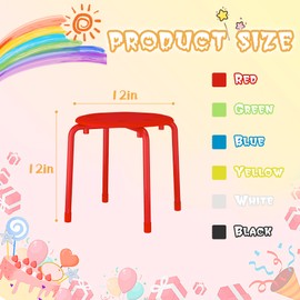 VECELO Stackable Stools for Classroom, 12" Height Plastic Portable Stacking Stool Chairs with Non-Slip Foot Mats for School Daycare Kindergarten Living Room (6 Pack)