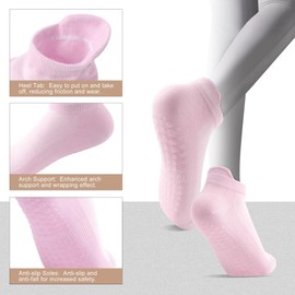 JUNART 4 Pairs Women Pilates Anti-slip Socks, Breathable Grip Socks Suitable for Yoga, Zumba, Fitness, Dance and other sports