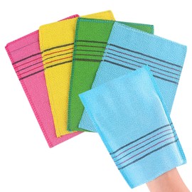 SunMine 4 Pieces Exfoliating Mitt Korean Exfoliating Gloves Exfoliating Bath Cloth Dead Skin Remover Shower Glove for Body Scrubber