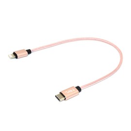 TravelCables Fast Charging 8-Pin to USB-C Short Compact Tiny Small Travel Size USB Data Sync Power Charger Cable Cord 1ft - Rose Gold