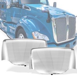 YUANJUFITT Chrome Hood Mirror Cover for Kenworth T680 Peterbilt 579 587，Side Rear Hood Mirrors Assembly for Kenworth Peterbilt Semi Trucks Accessories Driver & Passenger Side (A Pair)