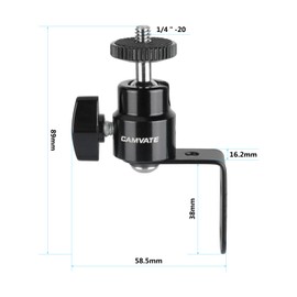 CAMVATE 1/4"-20 Screw Connector Ball Head Support with L Type Wall Mount for Surveillance Monitor - 2875