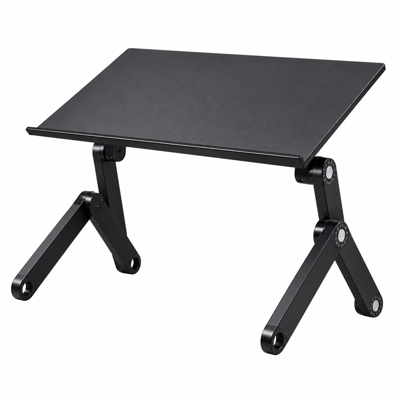 Folding Aluminum Laptop Table with Dual Cooling Fans, Adjustable Notebook