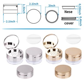 Powder Case, Mini Shape, Portable, 2 Color Set, Capacity Approx. 0.2 oz (6 g), Powder Container, Powder Box, Divided Container, Makeup Puff Boxes, Handmade Cosmetic Refill Container, Travel, Portable