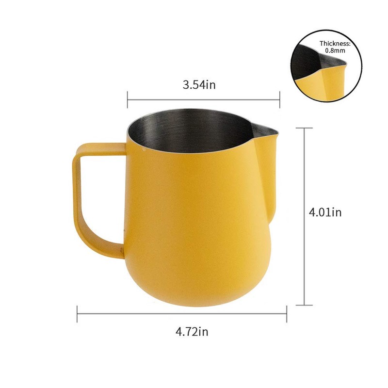 watchget Stainless Steel Milk Frothing Pitcher 500ml/16oz,Yellow