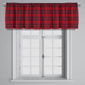 Healbrighting Blackout Royal Stewart Tartan Plaid Red Rod Pocket Short Window Curtain Valance for Kitchen Bedroom Decor, 52" x 18", Christmas Red, 1 Panel