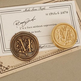 Poemluve Seal Stamp with Letters A-Z 25 mm Vintage Wax Seal Stamp Set with Wooden Handle for Gifts, Packaging, Greeting Cards, Invitations, DIY (Letter M)