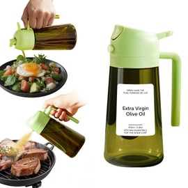 RWSEFK Oil Sprayer for Cooking, Kitchen Maiden 2 in 1 Spray and Pour Olive Oil Dispenser 16oz 450ml Glass Oil Spray Bottle, Mist Olive Oil Dispensing, Air Fryer, Dark Green (green)