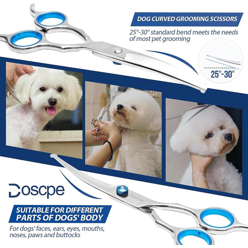 Doscpe Curved Dog Grooming Scissors 7.28 inches Round Tips Pet
