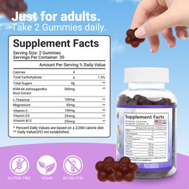 Ultraglee Organic Ashwagandha & Vitamin D3 Gummies for Stress Relief & Immune Support - Mixed Berry Flavor, Vegan, Non-GMO, Gluten-Free, 60 Count (2-Month Supply)