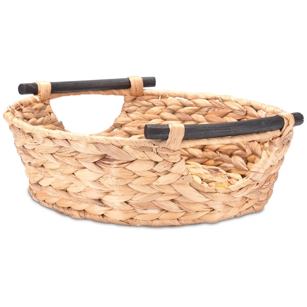 Decorasian Woven Water Hyacinth Storage Basket with Handles - Gift