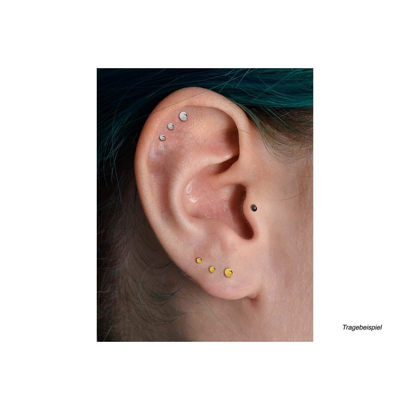 PIERCINGLINE Titanium Triple Mini Labret Stud Internal Thread Flat Disc