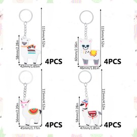 Pilikoll Pack of 16 Alpaca Keychains, Alpaca Hanging Keyrings, Decorative Animal Pendants, Key Fob Alpaca Key Fob for Party Bags, Children's Birthday Parties, White
