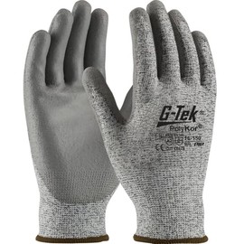 PIP G-Tek PolyKor 16-150 Black/White/Gray XL HPPE Cut-Resistant Gloves - ANSI 2, EN 388 3 Cut Resistance - Polyurethane Palm & Fingers Coating - 9.8 in Length - 16-150/XL