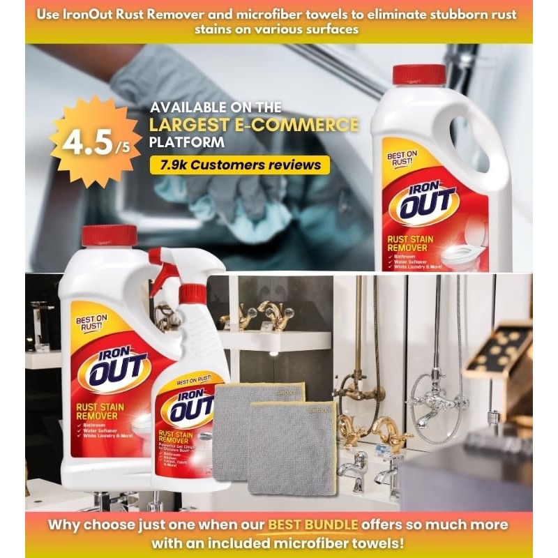 Iron Out Rust Remover Spray 16 oz + 28 oz