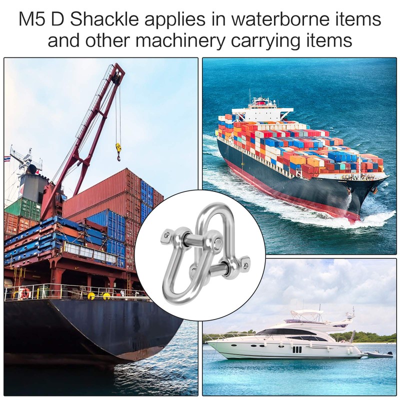12Pcs M5 D Shackle Stainless Steel D Ring Shackle Lock