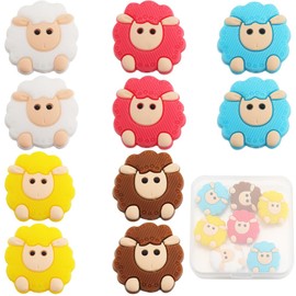 SUNNYCLUE 1 Box 10Pcs 5 Colors Silicone Beads Sheep Animal Silicone Beads Colorful Character Cute White Focal Loose Bead for DIY Keychains Beaded Pens Lanyard Necklace Bracelet Jewelry Making Supplies
