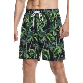 AXESEA Men's Swim Trunks Elastic Quick Dry with Pockets Swimwear Bathing Suits No Mesh Lining Beach Shorts Green