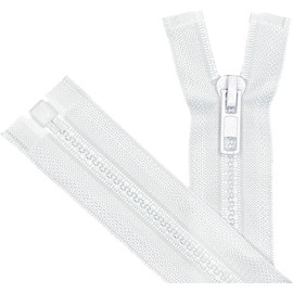 ANPURZII 2PCS #5 39 Inch White Separating Jacket Zippers For Sewing Coats, Molded Plastic Bulk Zippers(White 39" 2PCS)