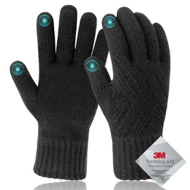 Migliore Wear Thinsulate Gloves Women's Winter Touchscreen Winter Gloves Thermal Gloves Women Men Warm Gloves for Cycling Driving Hiking Fishing, black