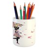 Ambesonne Feminine Pencil Pen Holder, Girl with Floral Umbrella and