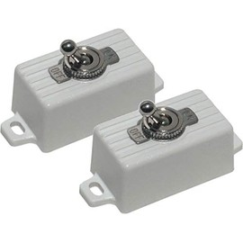 Seco-Larm SS-076Q/SW ENFORCER SPST Toggle Switch, Rated 3A at 125VDC, Attractive Plastic Case With 2 Screw Holes And Pre-wired 6"(15cm) Leads For Easy Surface Mounting, White, Pack of 2