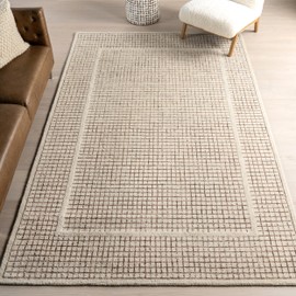 nuLOOM Emaline Geometric 2'6" x 8' Wool Runner Rug for Living Room Bedroom Dining Room Entryway Hallway Kitchen, Ivory/Brown