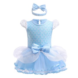 Lito Angels Baby Girls Princess Cinderella Fancy Dress Up Costume Infant Bodysuit Romper with Bow Headband Age 6-9 Months, Blue 345