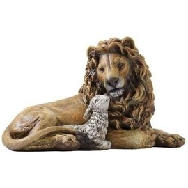 Roman Joseph's Studio, 6.5" H Lion and Lamb Figure, Christmas Décor, Devout Gift, Prayerful Inspiration